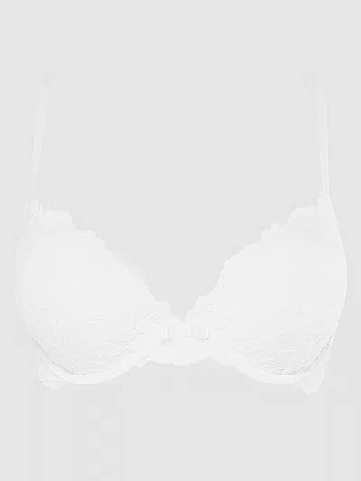 Frederick's Of Hollywood Jessica Lace Plunge Push Up Bra In White