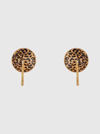 Leopard & Gold Chain Round Tassel Pasties In Animal Print from Frederick's