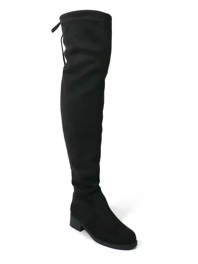 Frederick's Of Hollywood Letizia Thigh High Super Stretch Boots In Black