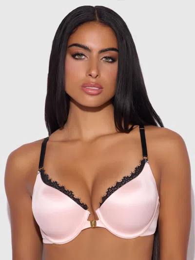 Frederick's Of Hollywood Lexi Front Closure Push Up T-shirt Bra In Pink