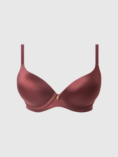 Frederick's Of Hollywood Lexi Push Up Plunge T-shirt Bra In Burgundy