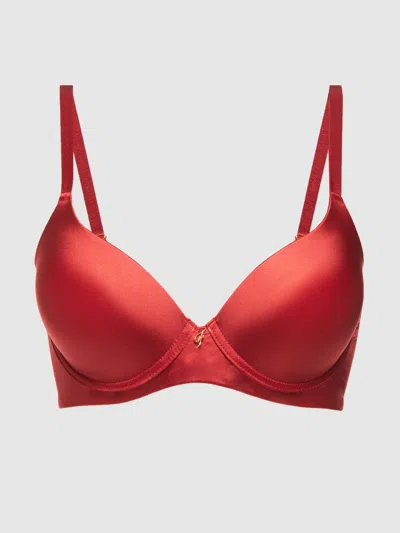Frederick's Of Hollywood Lexi Push Up Plunge T-shirt Bra In Red
