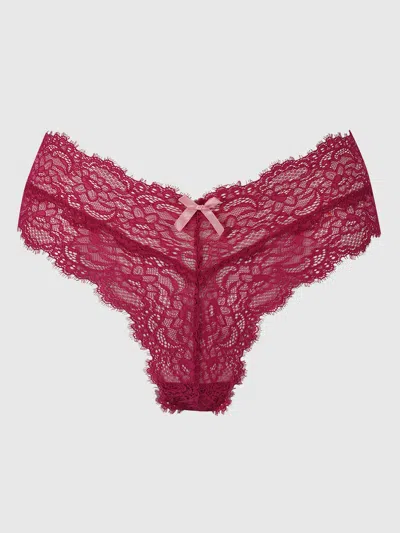 Frederick's Of Hollywood Lulu Lace V Front G-string In Pink