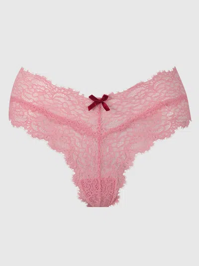 Frederick's Of Hollywood Lulu Lace V Front G-string In Pink