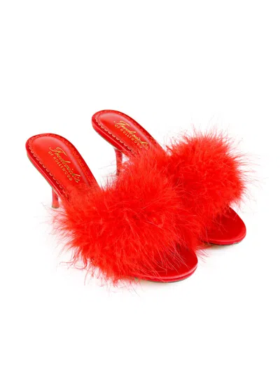 Frederick's Of Hollywood Luxor Feather Mule In Multi