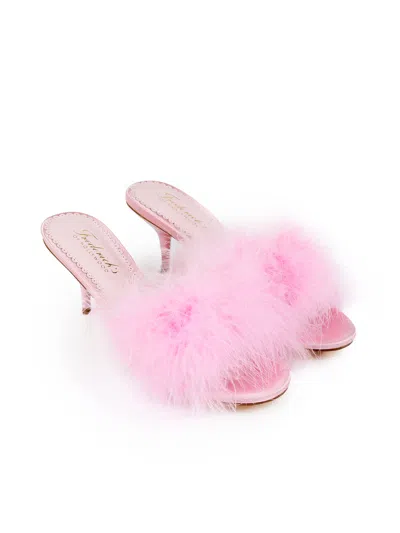Frederick's Of Hollywood Luxor Feather Mule In Pink