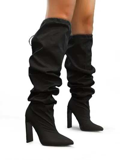 Frederick's Of Hollywood Margaret Over The Knee Boots In Black