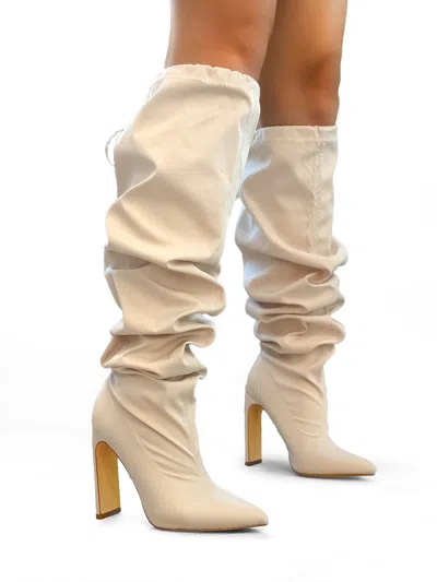 Frederick's Of Hollywood Margaret Over The Knee Boots In Neutral