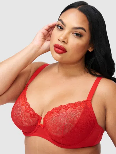 Frederick's Of Hollywood Mariana Lace Full Figure Bra In Red