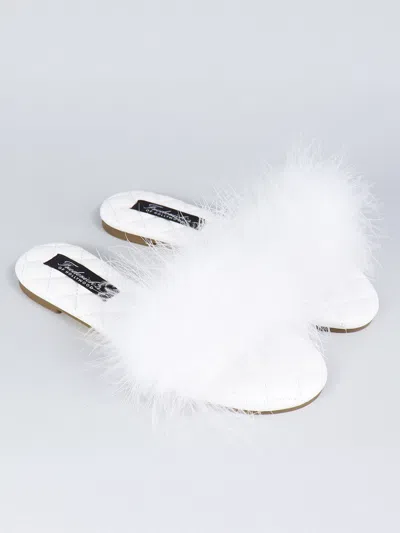 Frederick's Of Hollywood Maxim Feather Flat Sandal In Black