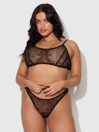 Frederick's Of Hollywood Melrose Embroidered Garter Bralette In Black
