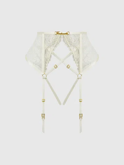 Frederick's Of Hollywood Melrose Embroidered Garter In White