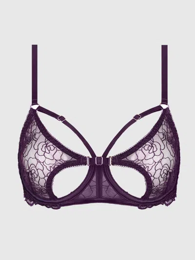Frederick's Of Hollywood Melrose Strappy Cutout Bra In Purple