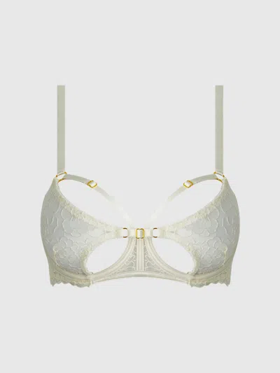 Frederick's Of Hollywood Melrose Strappy Cutout Bra In Silver