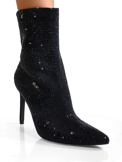 Frederick's Of Hollywood Nadia Rhinestone Booties In Black