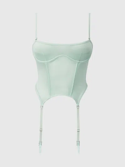 Frederick's Of Hollywood Neev Oil Slick Bandeau Bustier With Garters In Blue