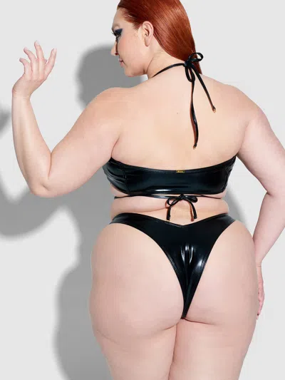 Frederick's Of Hollywood Onyx Corset Bandeau Swim Top In Black