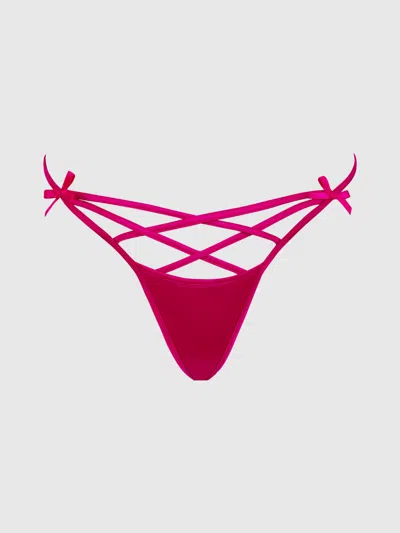Frederick's Of Hollywood Petra Heart Open Back Bikini In Pink
