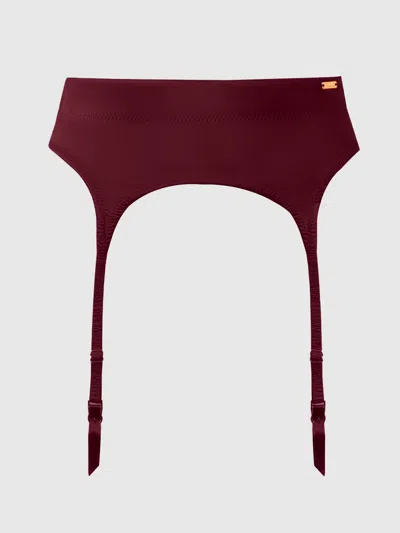 Frederick's Of Hollywood Petra Satin Garter In Burgundy