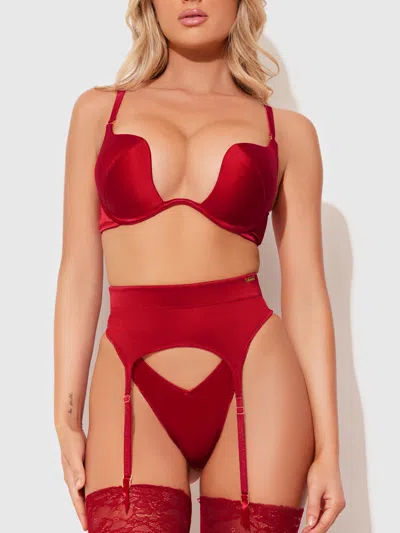 Frederick's Of Hollywood Petra Satin Garter In Red