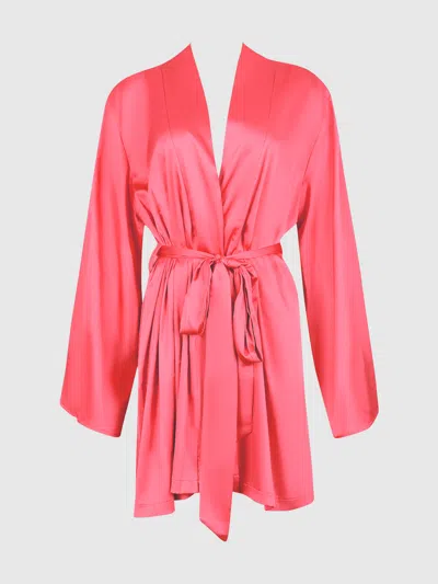 Frederick's Of Hollywood Petra Satin Short Robe In Red