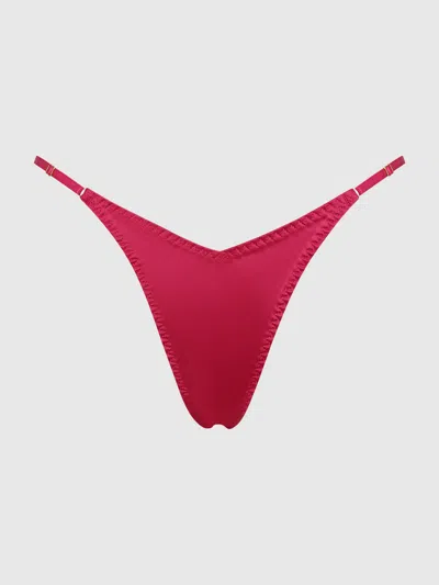Frederick's Of Hollywood Petra Slider Side Satin Thong In Pink