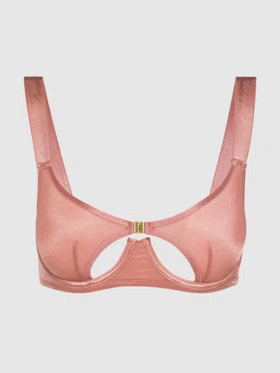 Frederick's Of Hollywood Pia Unlined Cutout Mesh Bra In Pink