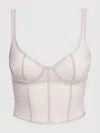 Frederick's Of Hollywood Pia Unlined Underwire Mesh Bustier In Silver Grey In White