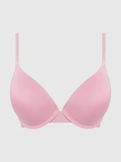 Frederick's Of Hollywood Rachel Micro & Lace Plunge T-shirt Bra In Pink