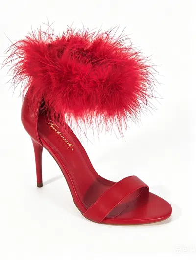 Frederick's Of Hollywood Raquel Feather Stiletto Heel In Red