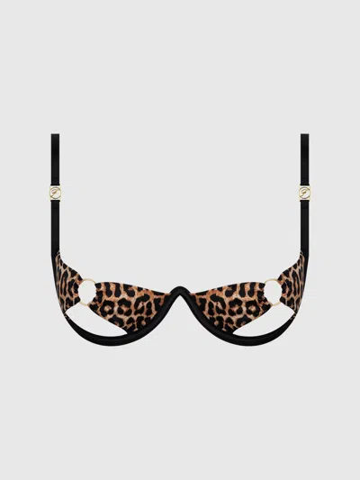 Frederick's Of Hollywood Raven O-ring Open Cup Bra In Brown