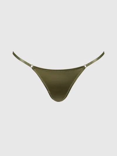 Frederick's Of Hollywood Rising Star Liquid Satin Mini G-string In Green