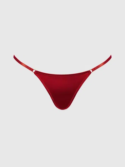 Frederick's Of Hollywood Rising Star Liquid Satin Mini G-string In Red