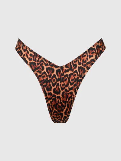 Frederick's Of Hollywood Rising Star Liquid Satin Tanga In Brown