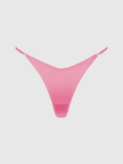 Frederick's Of Hollywood Rising Star Liquid Satin Thong In Bubblegum