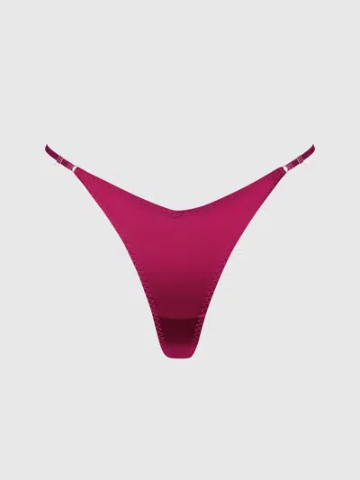 Frederick's Of Hollywood Rising Star Liquid Satin Thong In Raspberry