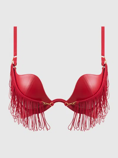 Frederick's Of Hollywood Rising Star Plunge Push Up Bra In Hendrix Faux Leather In Multi