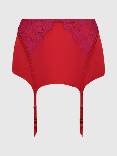 Frederick's Of Hollywood Rosalind Lace & Satin Open Back Garter Skirt In Multi