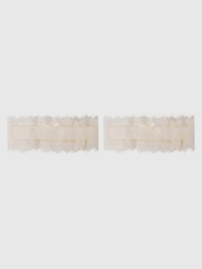 Frederick's Of Hollywood Rosalind Lace Thigh Garters In Neutral