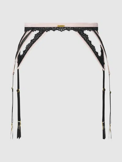 Frederick's Of Hollywood Rosalind Satin & Lace Garter Belt In Multi