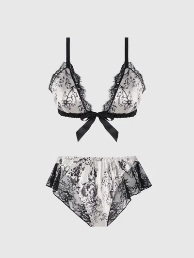 Frederick's Of Hollywood Scarlett Satin Sleep Bra & Shorty Set In Gray