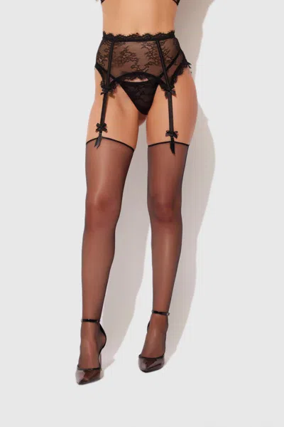 Frederick's Of Hollywood Sheer Clean Edge Modern Thigh High In Multi