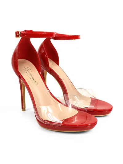 Frederick's Of Hollywood Stacy Ankle Strap Heels In Red