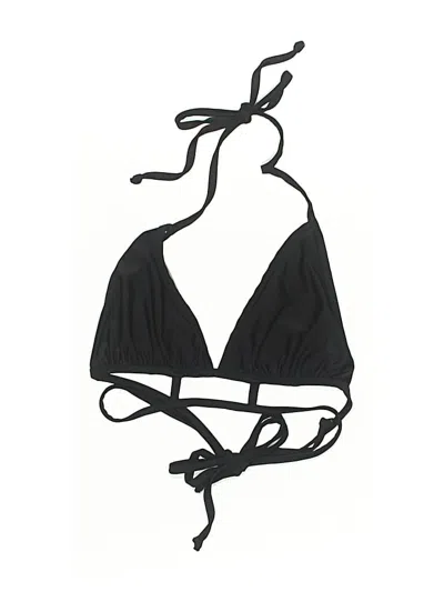 Pre-owned Frederick's Of Hollywood Swimsuit Top Black Solid Pattern Swimwear