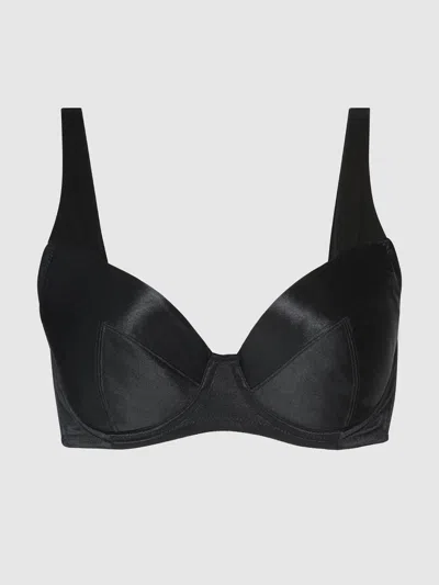 Frederick's Of Hollywood Va Va Voom Satin Full Figure Push Up Bra In Black