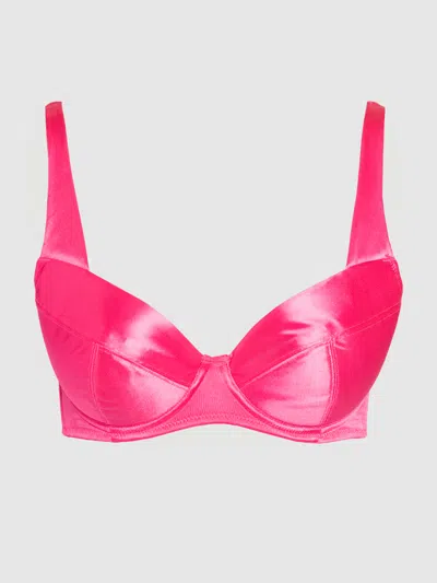 Frederick's Of Hollywood Va Va Voom Satin Full Figure Push Up Bra In Pink
