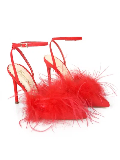 Frederick's Of Hollywood Valerie Feather Pump In Red