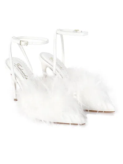 Frederick's Of Hollywood Valerie Feather Pump In White