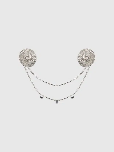 Frederick's Of Hollywood Ziggy Rhinestone Draped Cone Pasties In Metallic