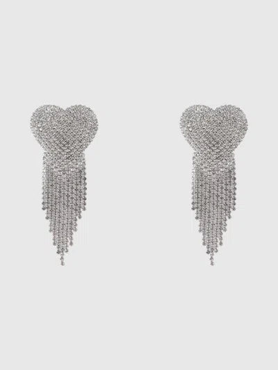 Frederick's Of Hollywood Ziggy Rhinestone Fringe Heart Pasties In Metallic
